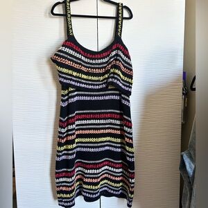 Eloquii Black Multicolor Crochet Mini Dress